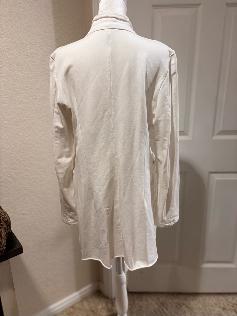 White Military-Style Utility Jacket with Double Row Buttons - Picture 4 of 9